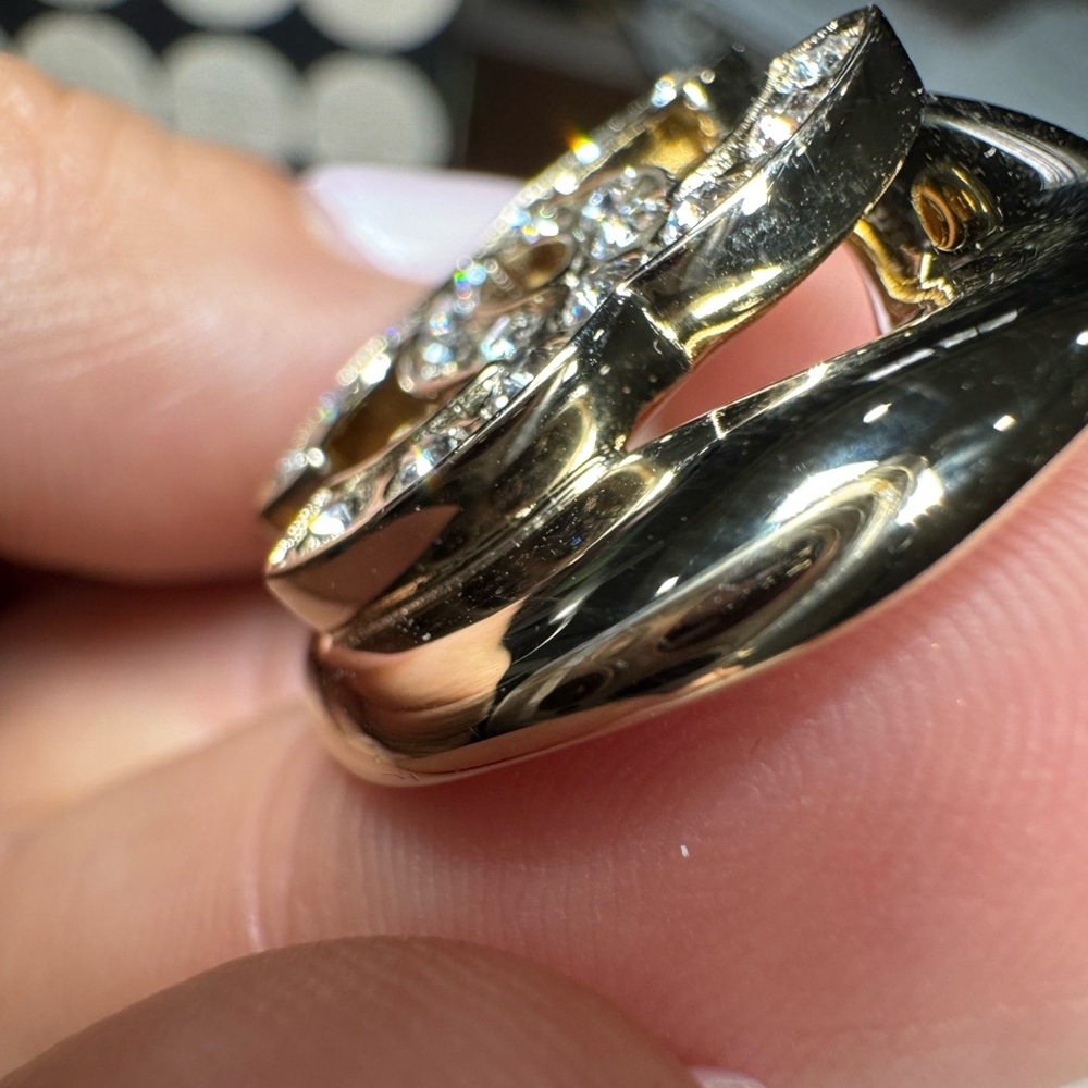 Chanel CC Crystal Logo Gold Statement Earrings Large - Picture 8 of 12